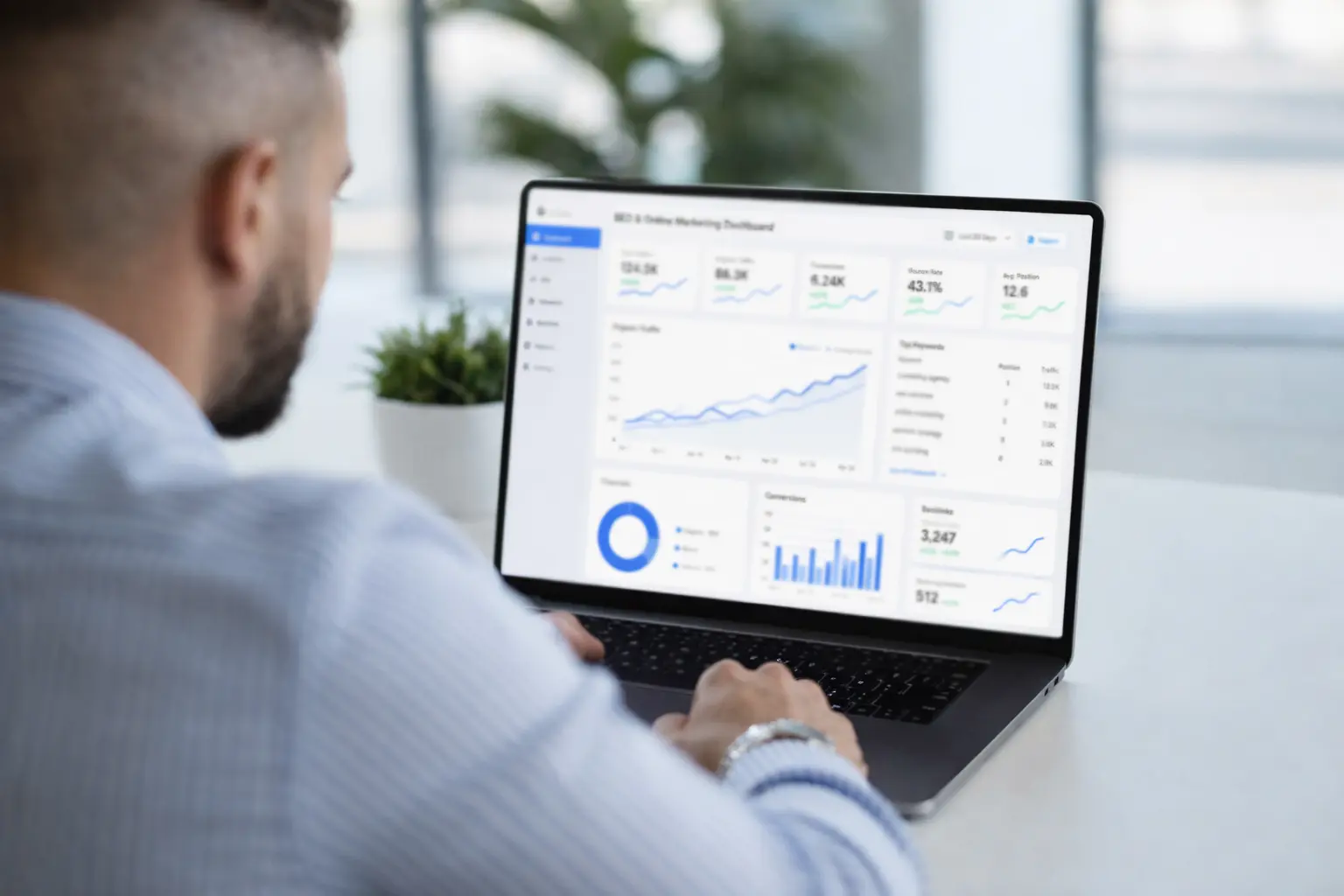 Analyse von Online Marketing Daten im Dashboard von der SEO Agentur seomatters in Hamburg